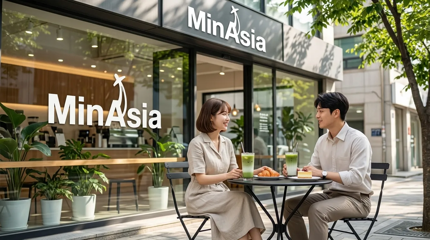 Café moderno e sofisticado localizado em rua charmosa do bairro Gangnam em Seul
