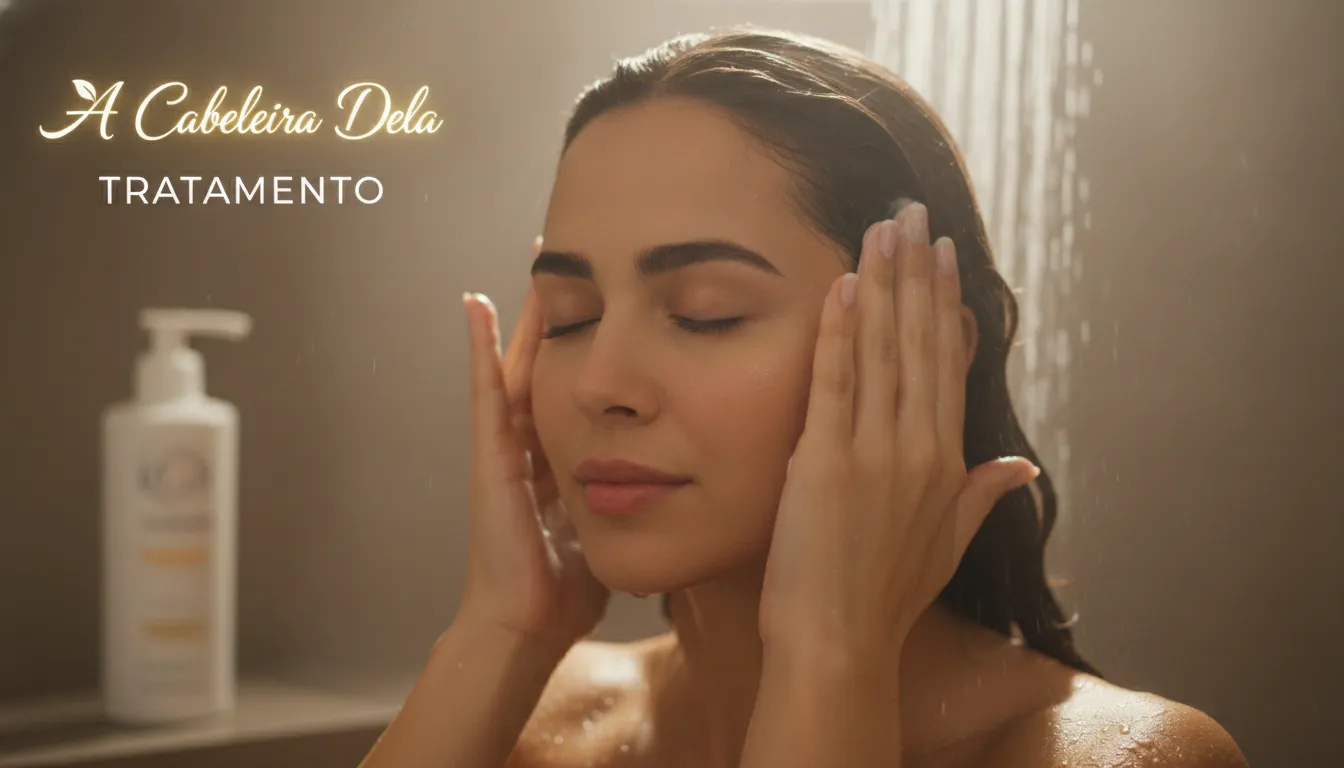Aplicação suave de shampoo tratador para cabelo com caspa, protegendo os fios de ressecamento e mantendo a hidratação.