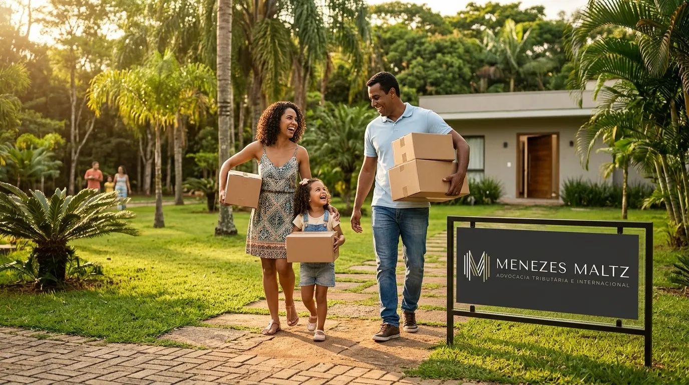 Familia feliz ao voltar a morar no brasil com seguranca fiscal.