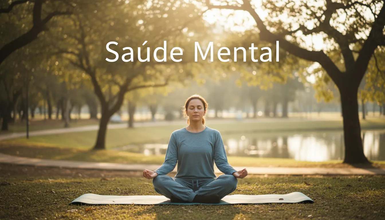 Imagem de uma pessoa praticando mindfulness em um parque, buscando alívio da Ansiedade e promovendo a saúde mental.
