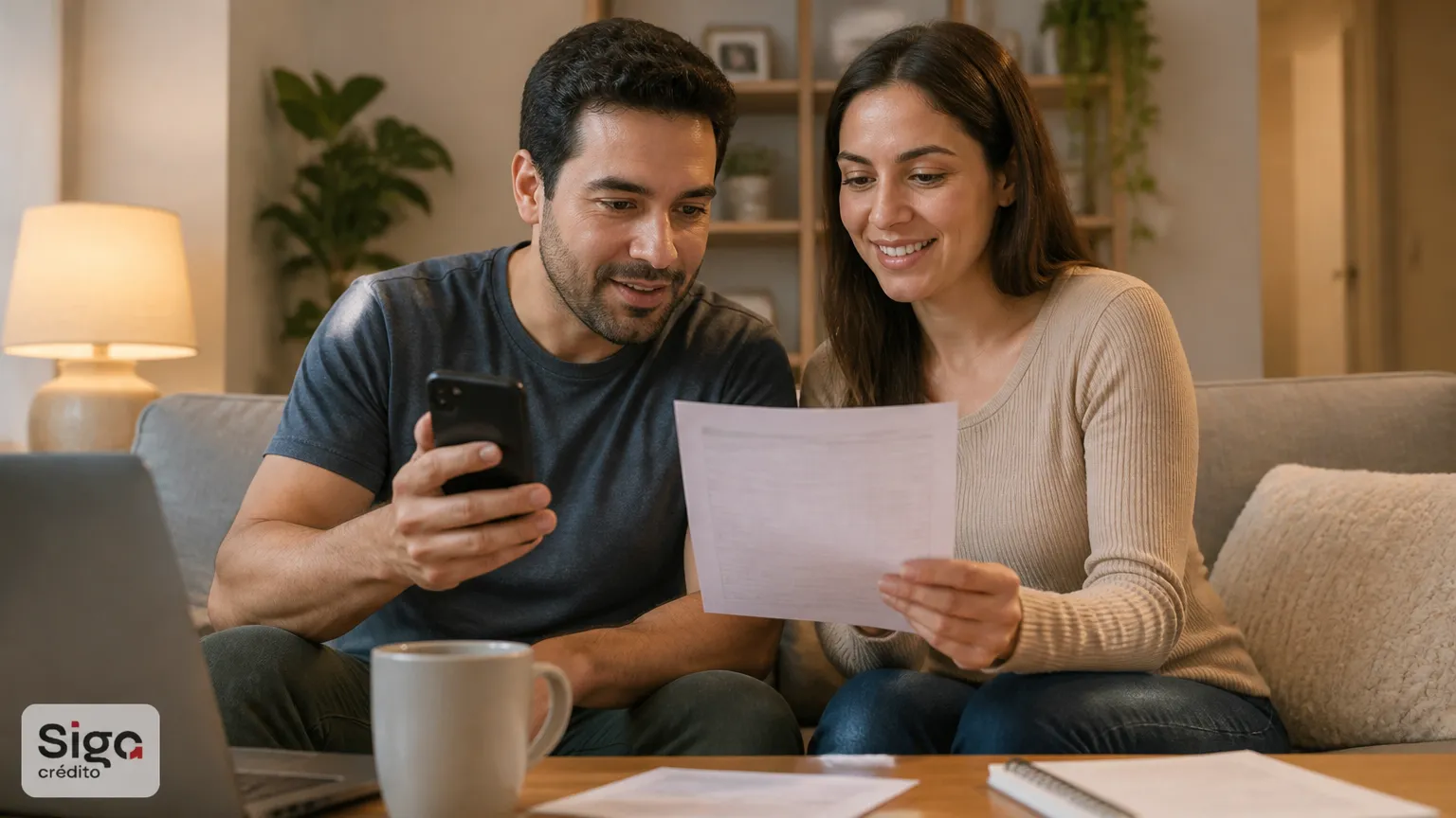 Casal organizando finanças para evitar juros de cartão de crédito e dívidas.