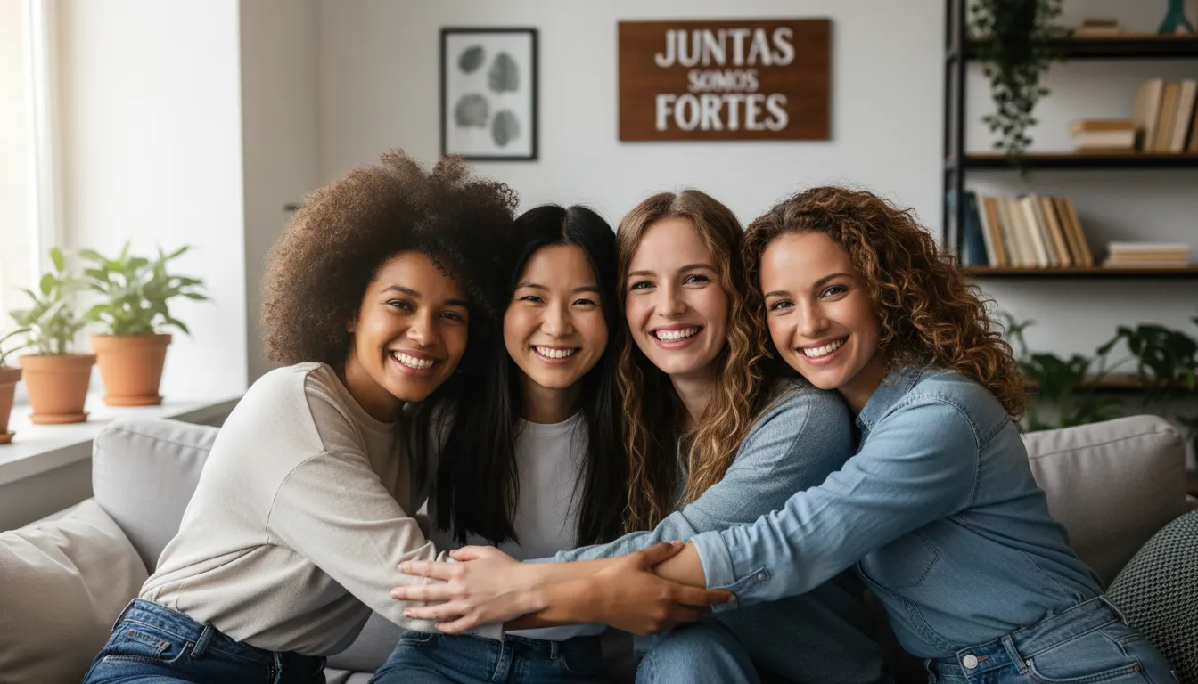 Mulheres de diferentes etnias exibindo variados tipos de cabelos, representando diversidade nos cuidados capilares.