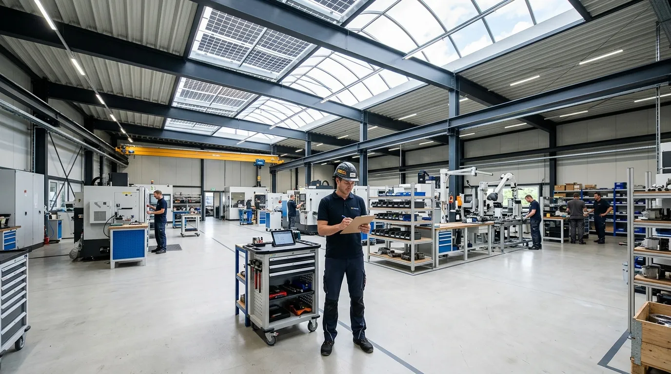 Fabrica moderna otimiza custos com economia na conta de energia para expandir producao.