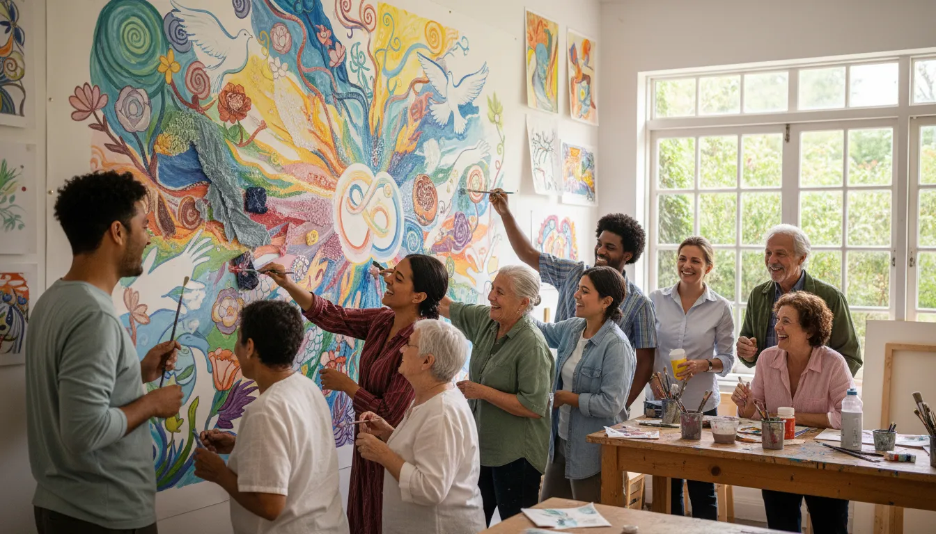 Pessoa pintando com aquarela, expressando emoções em ambiente calmo e introspectivo