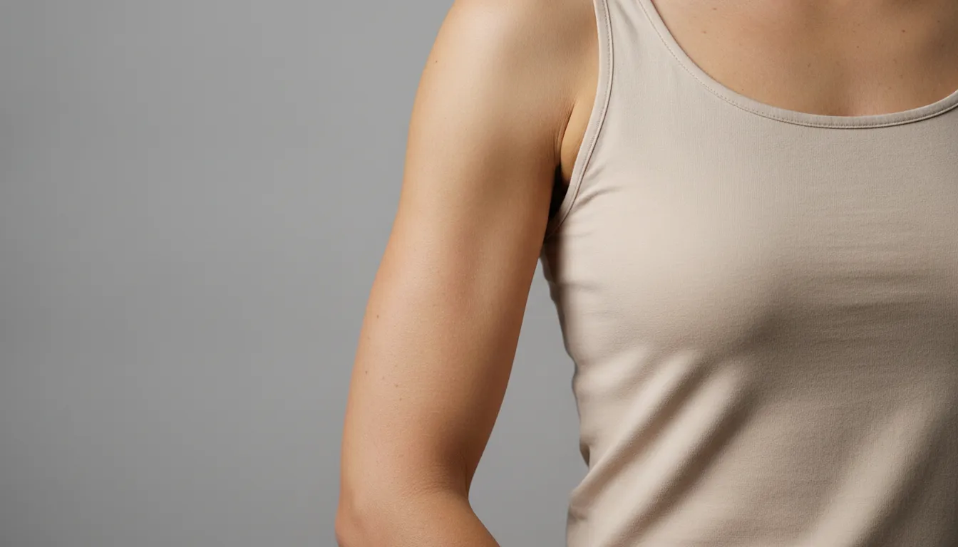 Braço e torso de paciente com pele firme, evidenciando resultados de cirurgias reparadoras pós-bariátrica.