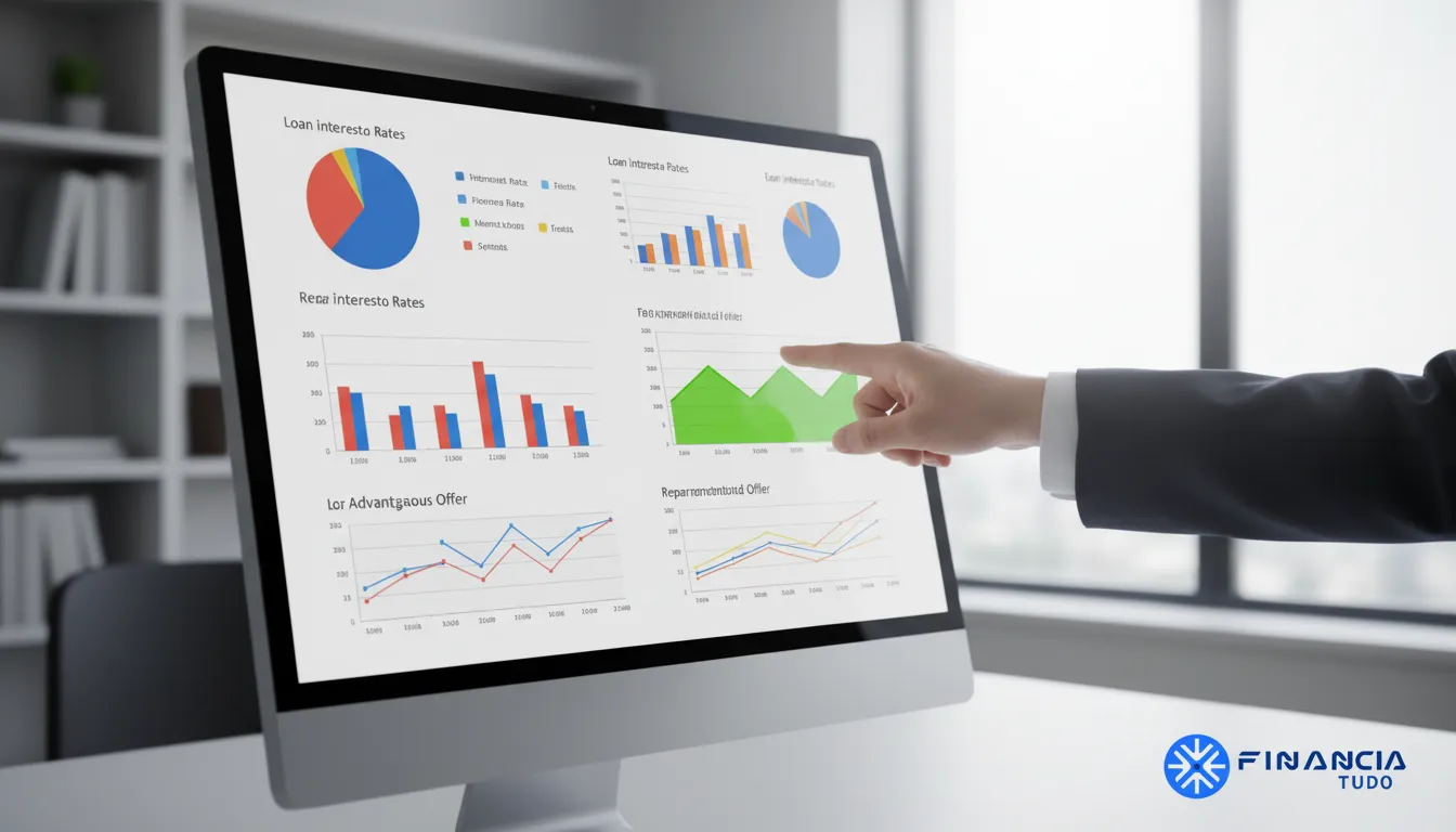 Gráficos detalhados ilustrando opções de financiamento para término de obra, com taxas e planos acessíveis pela Financia Tudo.