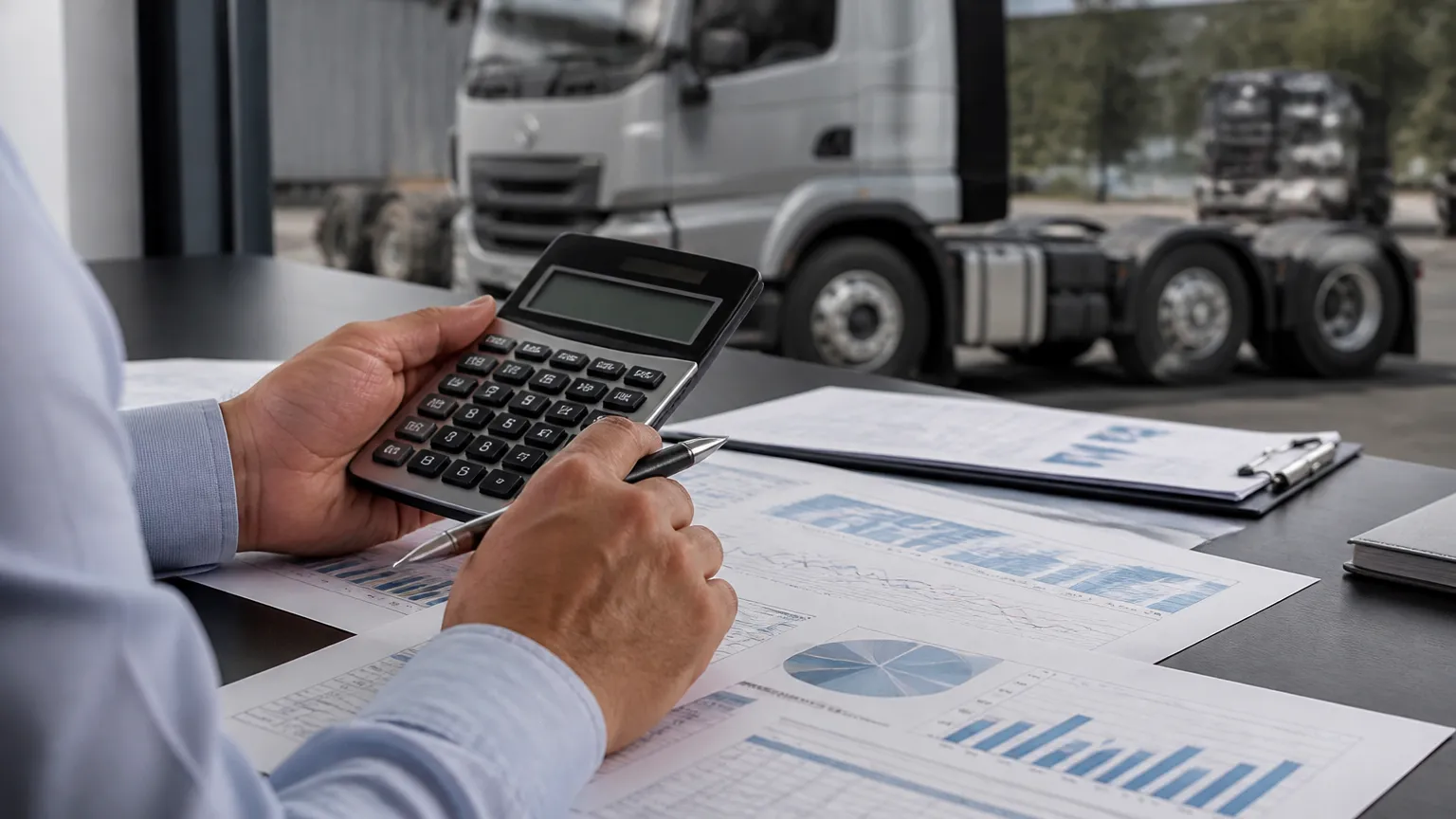 Planilha detalhando estimativa do valor líquido do refinanciamento de caminhão para frota.