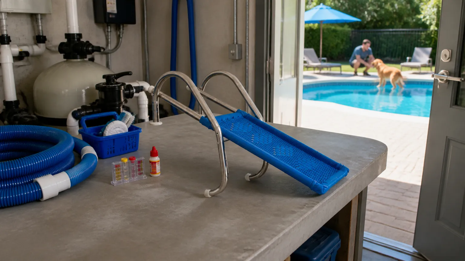 Manutencao e protecao do filtro para cachorro na piscina com seguranca total.