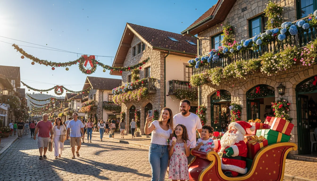 Gramado vibrante no verão durante o Natal Luz: planeje sua viagem para Gramado com antecedência.