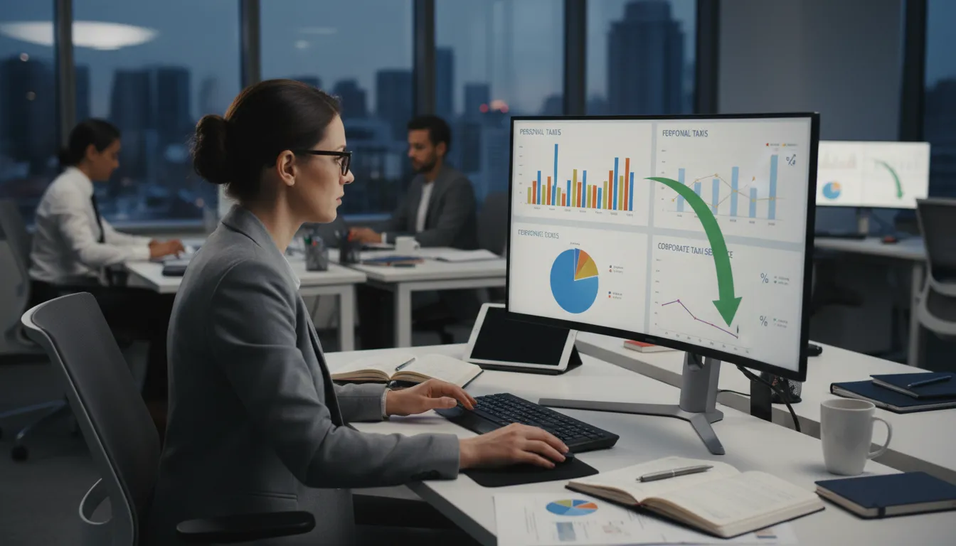 Analista financeiro revisando relatórios, comparando custos do serviço de Taxi Corporativo para Sua Empresa e alternativas.