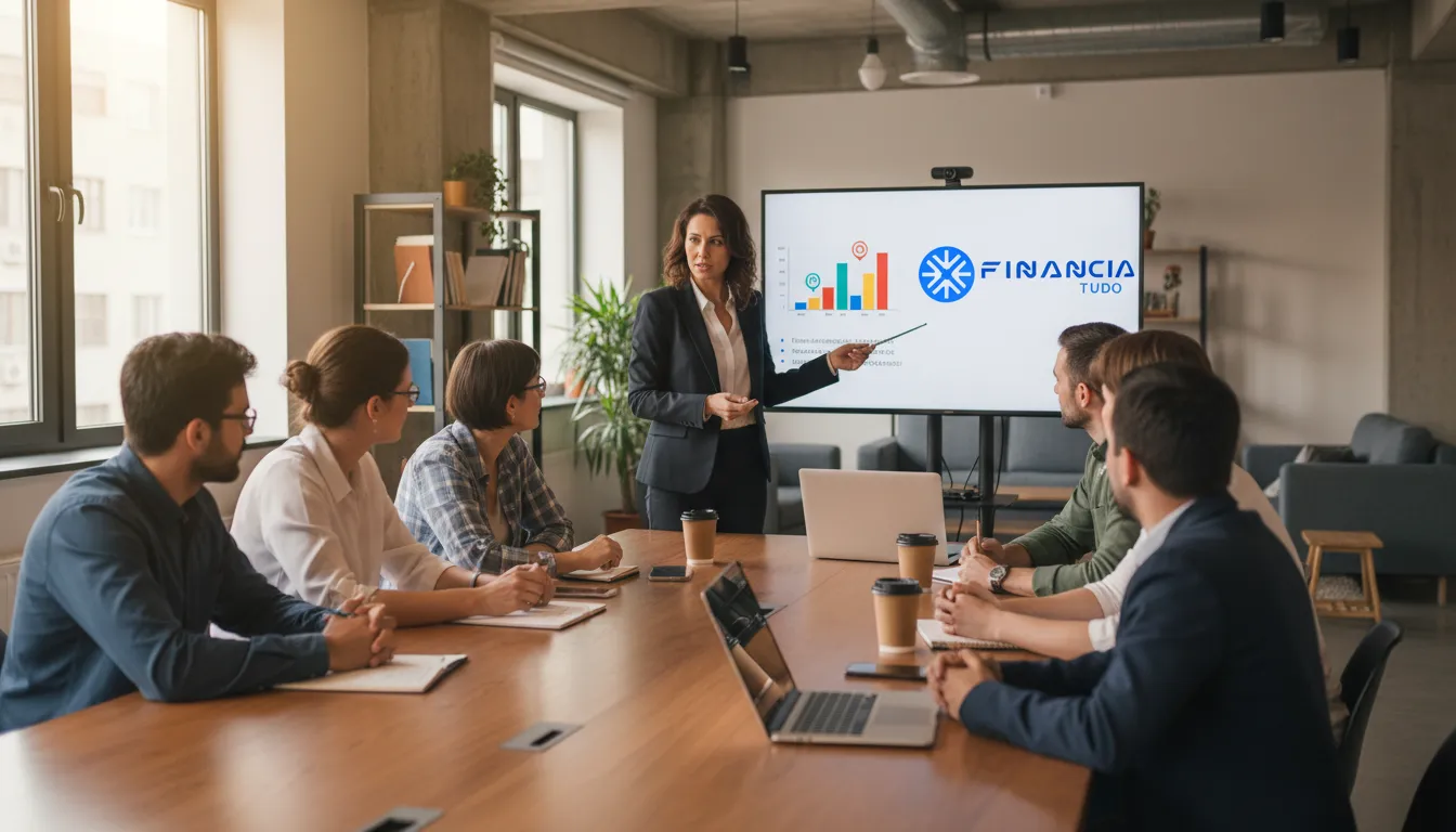 Grupo de empreendedores discute com consultor da Financia Tudo sobre o melhor tipo de crédito para valores altos e seus negócios.