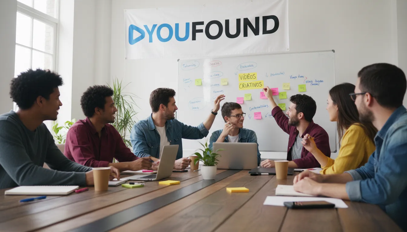 Equipe diversa colaborando em ideias de vídeos criativos para o Instagram. Descubra dicas de videos para instagram eficazes para sua estratégia.