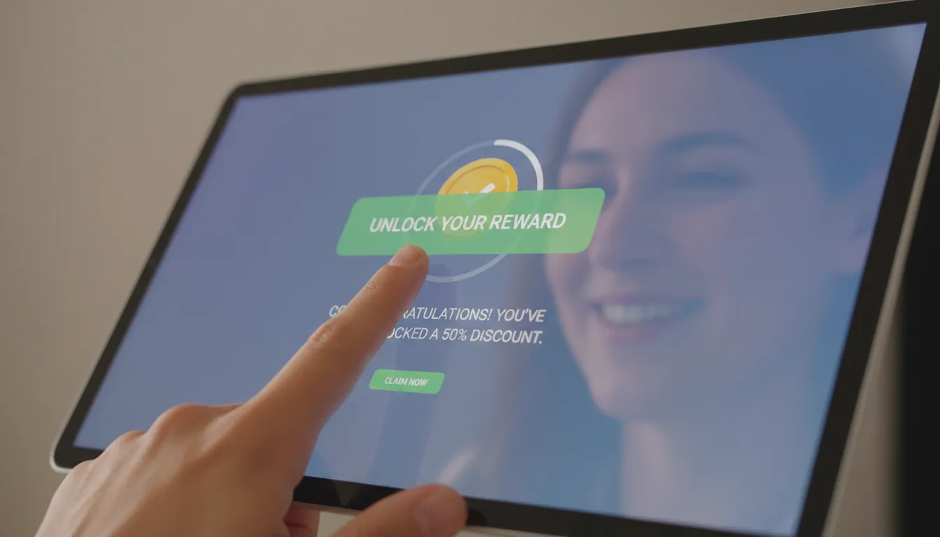 Site Lindo Mas Que Não Vende? Aqui Está o Problema 3 Mão interagindo com CTA em tela touch, mostrando conversão instantânea e boa experiência de usuário