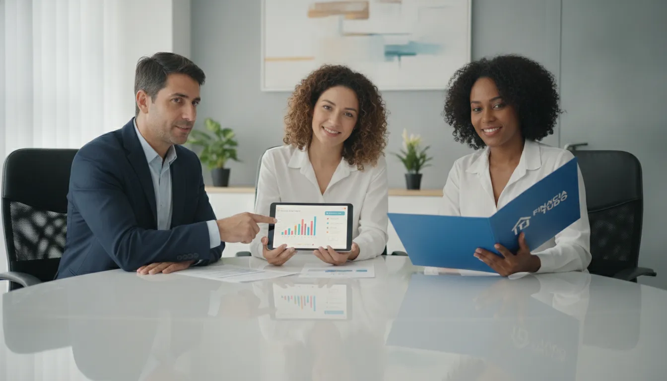 Consultores financeiros Financia Tudo auxiliam casal autônomo sobre financiamento imobiliário para autônomos.