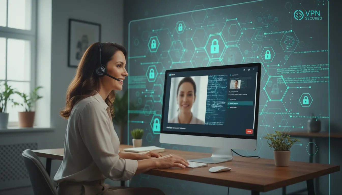 Profissional garantindo privacidade durante terapia digital com alta tecnologia