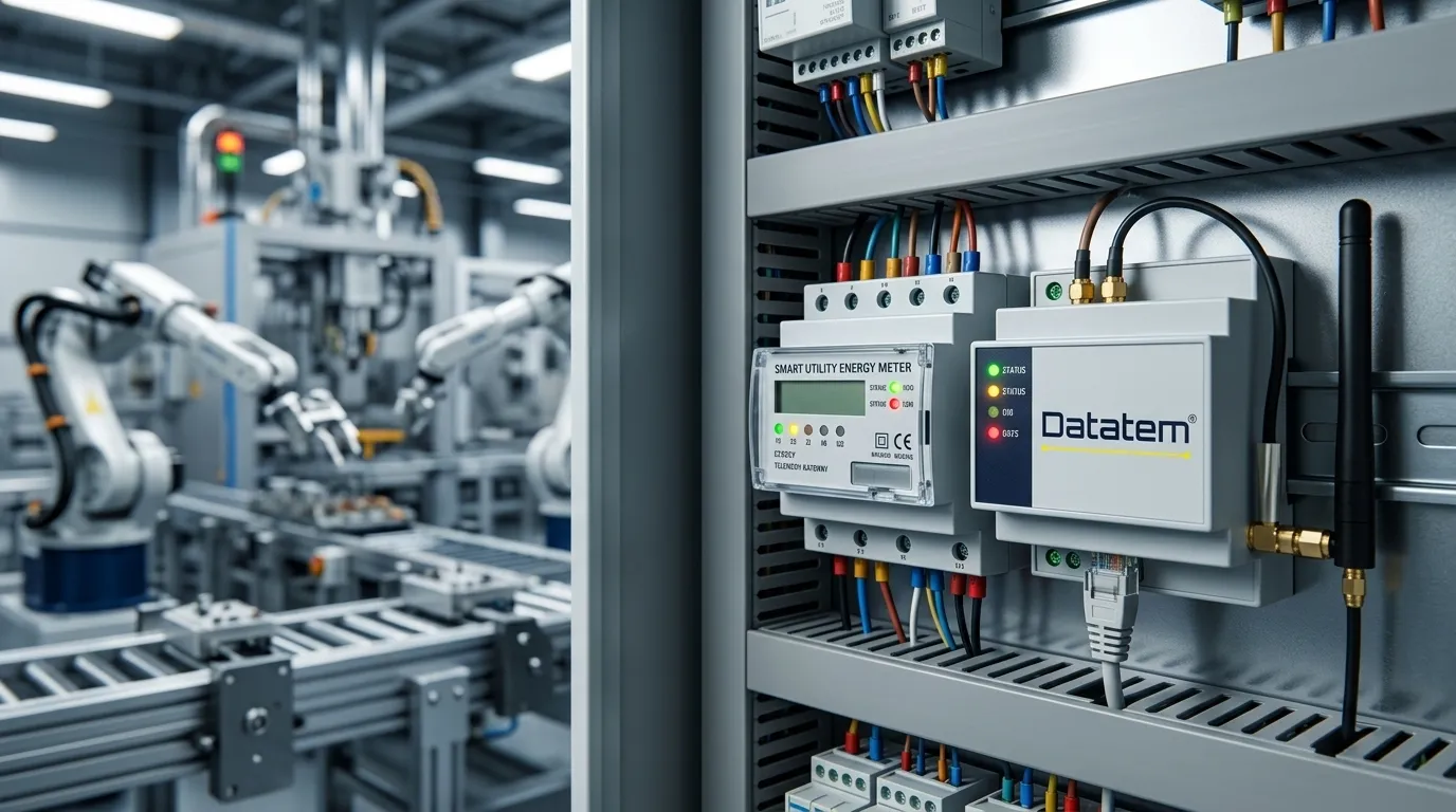 Internet das coisas exemplos de automação industrial e medição inteligente de energia.