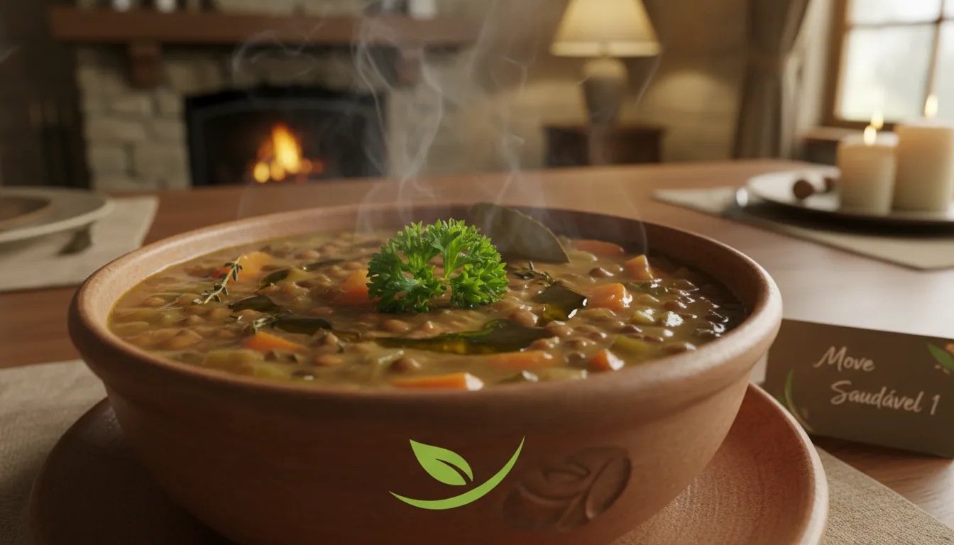 Sopa de lentilha com legumes frescos, uma sugestão nutritiva e saborosa de jantar leve para emagrecer.