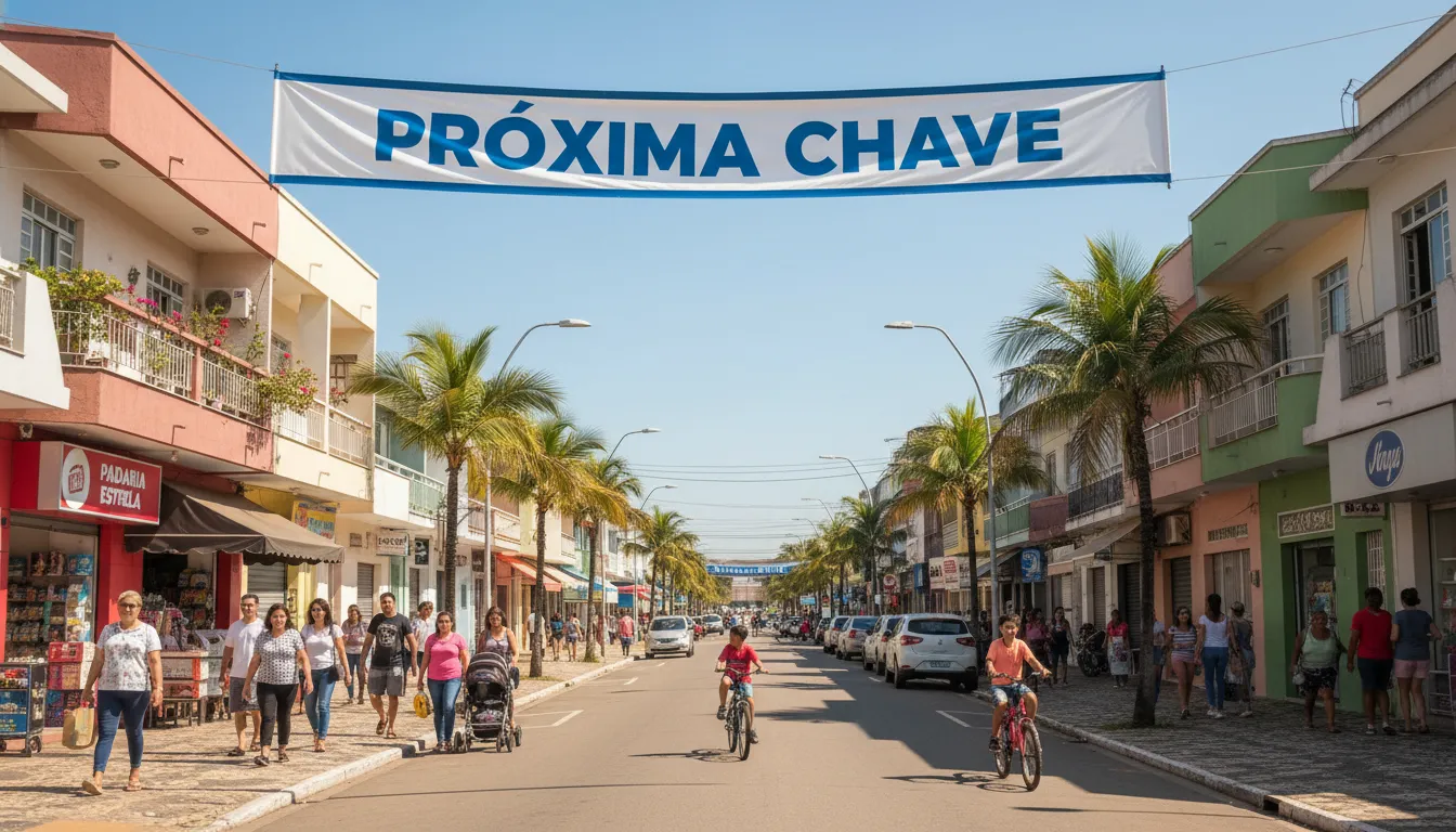 Cena de rua em José Bonifácio, SP, mostrando a vida local e o desenvolvimento urbano. Imagem ideal para representar a qualidade de vida na cidade, com a Próxima Chave.