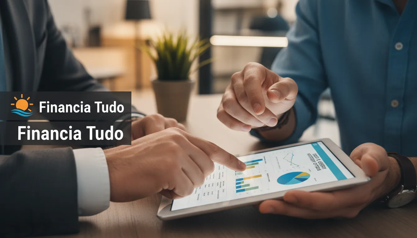 Consultor financeiro orientando cliente sobre as opções de energia solar por assinatura, mostrando o apoio especializado.