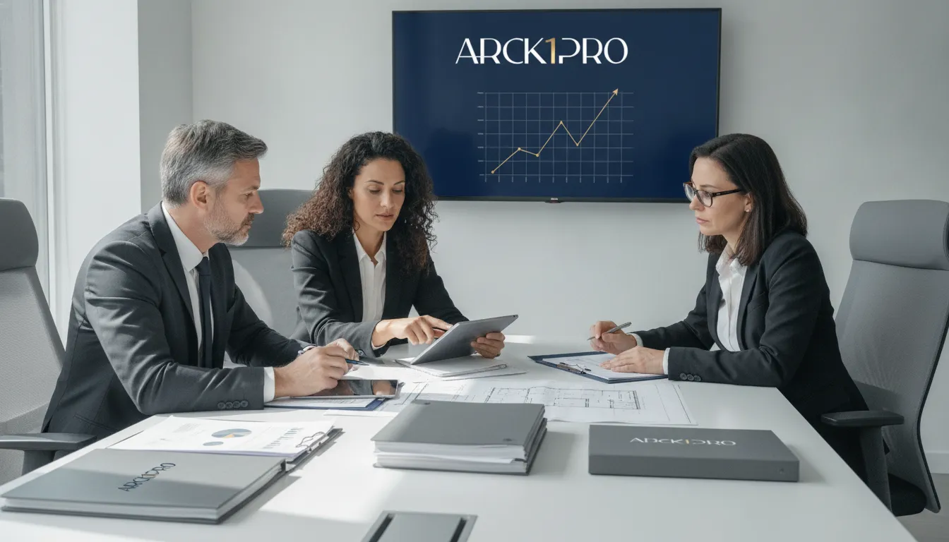 Profissionais analisam dados financeiros. A importância de como escolher uma estruturadora de incorporação imobiliária.