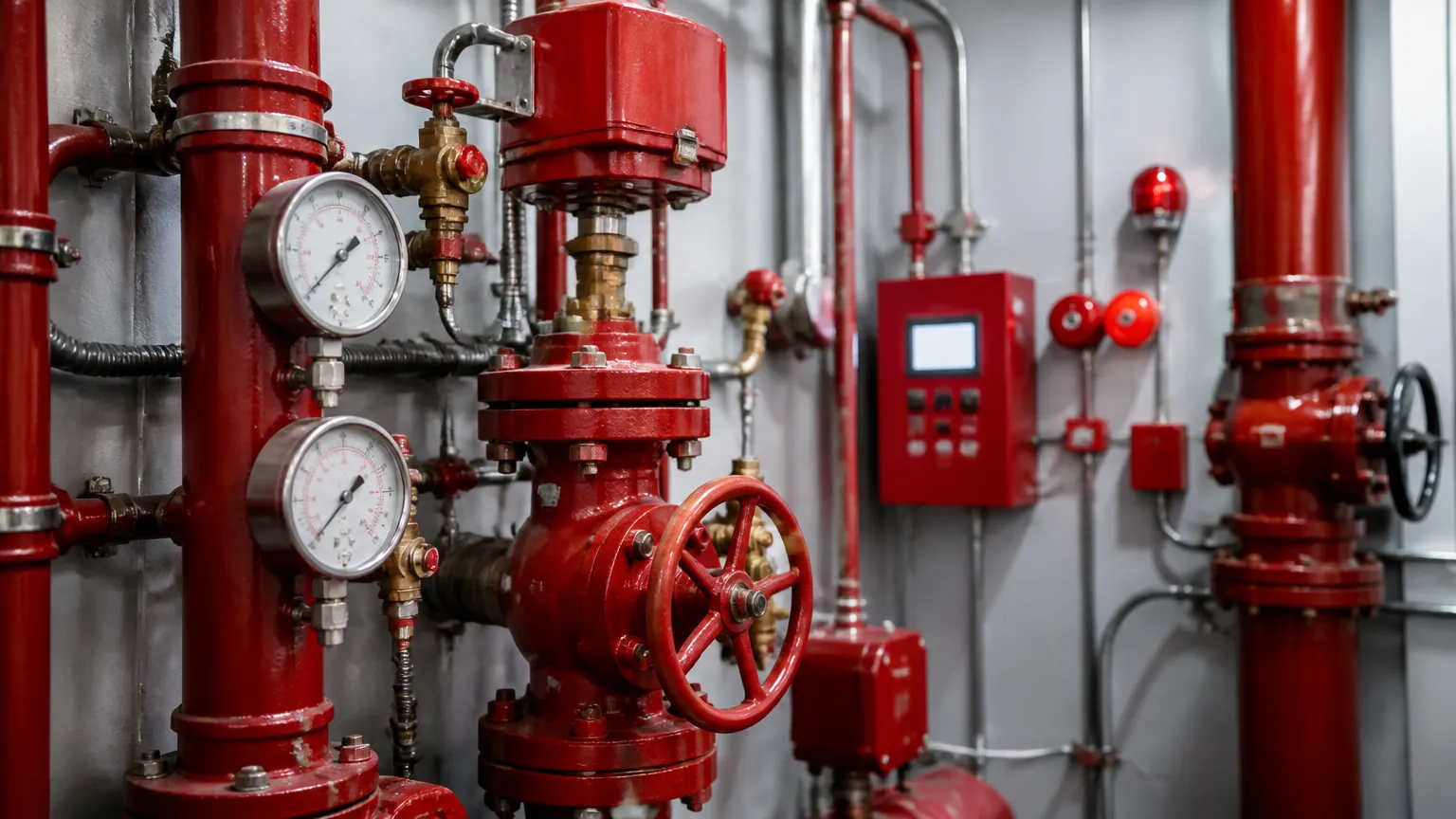 Sistema hidráulico modernizado com crédito para equipamentos de incêndio em condomínios prediais.