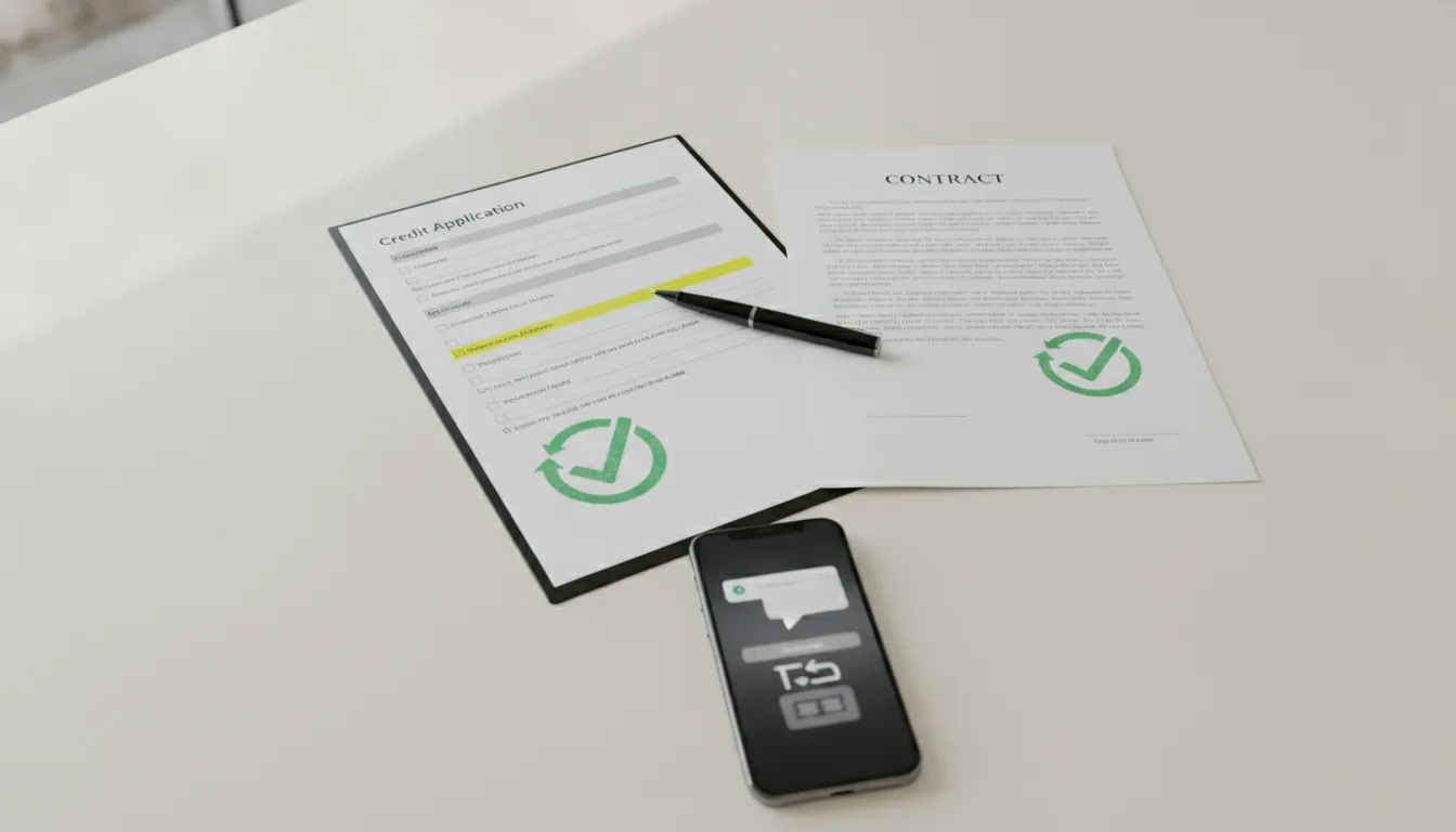Documentos e smartphone exibem crédito liberado, simbolizando agilidade e transparência afiliado de crédito.