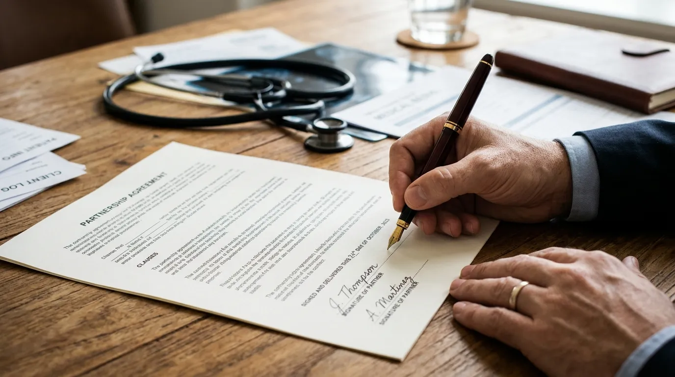 Contrato de advogado em Amparo ação contra plano de saúde sobre a mesa de trabalho.