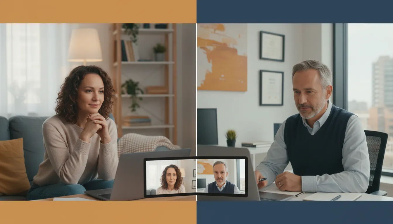 Mulher em terapia online acessível para cuidar da sua saúde mental, com atendimento profissional.