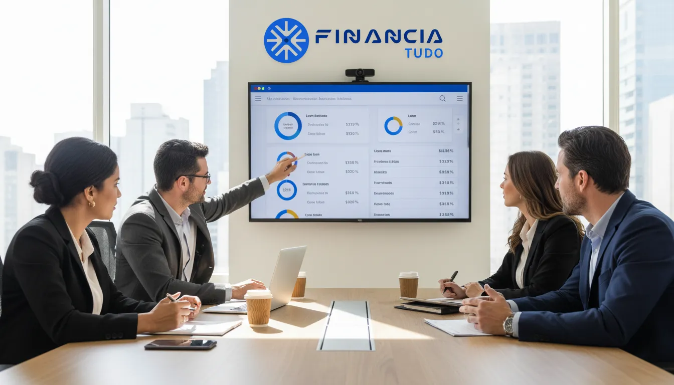 Equipe da Financia Tudo trabalhando para encontrar as melhores opções de crédito com garantia de veículo para quitar dívidas.