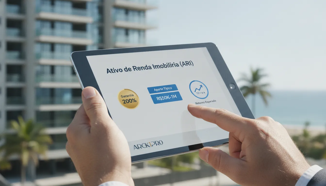Tablet exibe dados ARI. Saiba como escolher uma estruturadora de incorporação imobiliária com garantia.