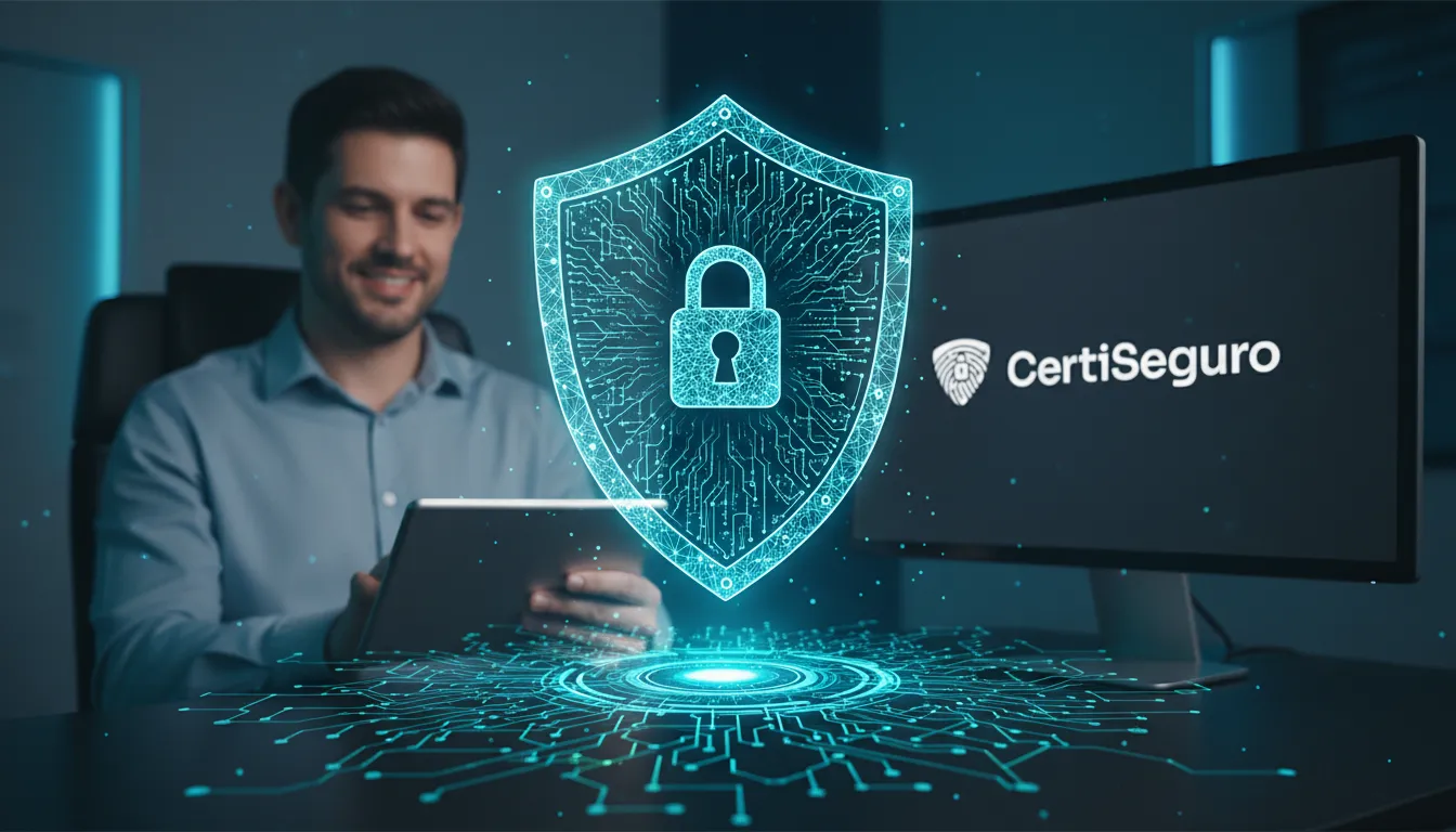 Profissional contábil utilizando um sistema de gestão de certificados digitais que garante segurança e tranquilidade aos dados.
