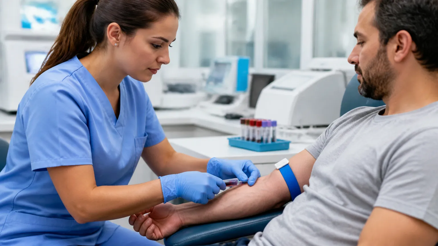 Coleta de exame de sangue para investigar hipoglicemia