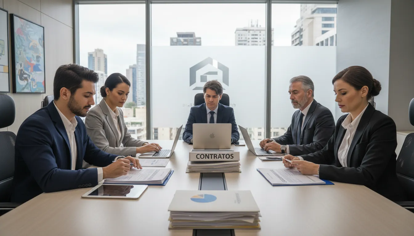 Empreendedores analisando opções de tipos de empresa durante uma reunião