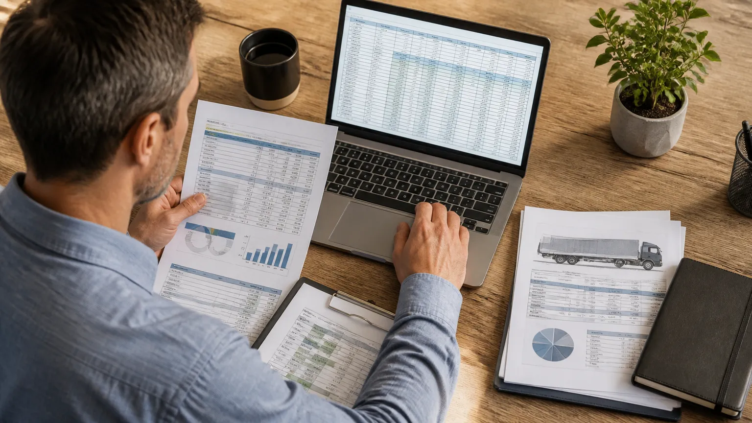 Gestão financeira e relatórios na preparação de frota para análise de crédito segura.