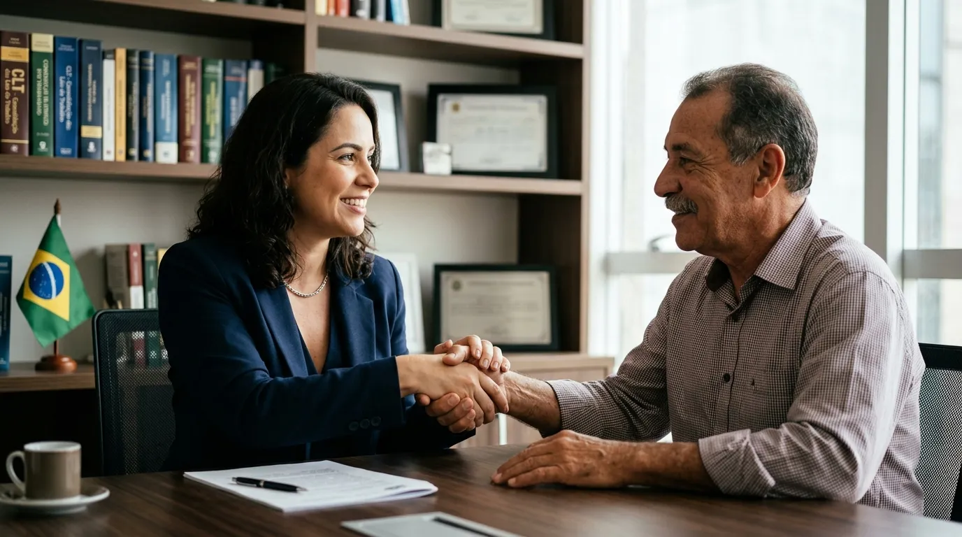 Advogado orientando cliente sobre décimo terceiro salário prazo e cobrança de direitos.