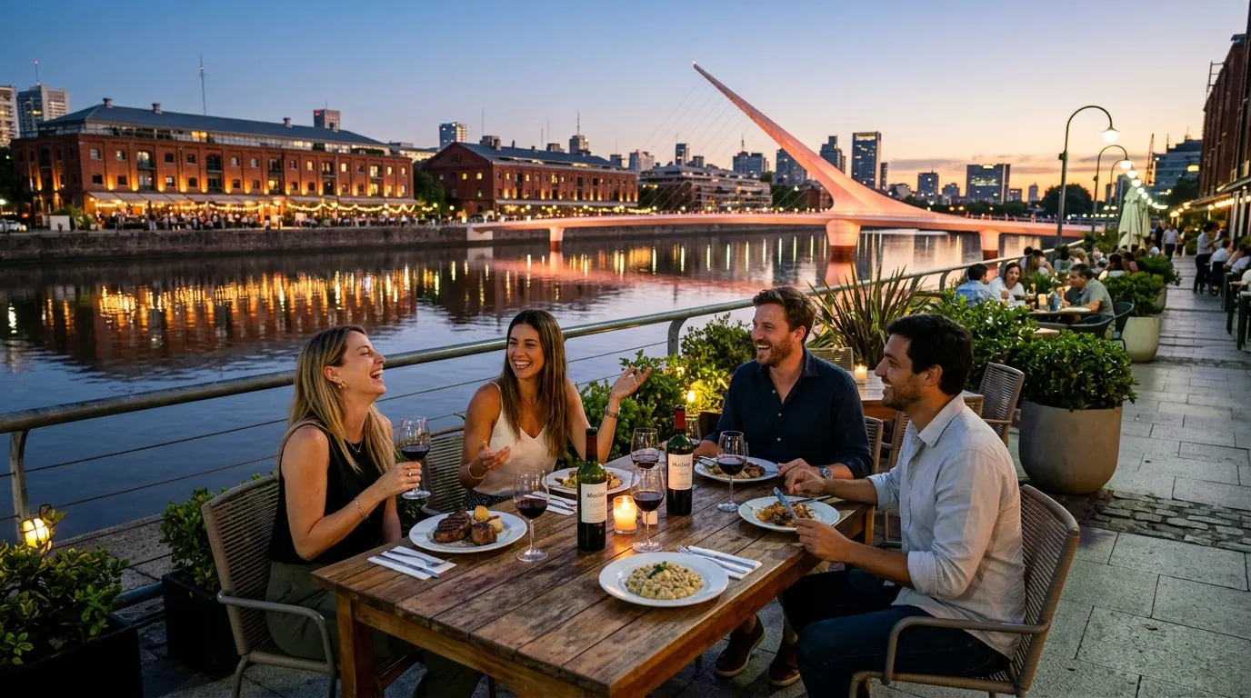 Passeio moderno por Puerto Madero com gastronomia para quem busca o que fazer em Buenos Aires.