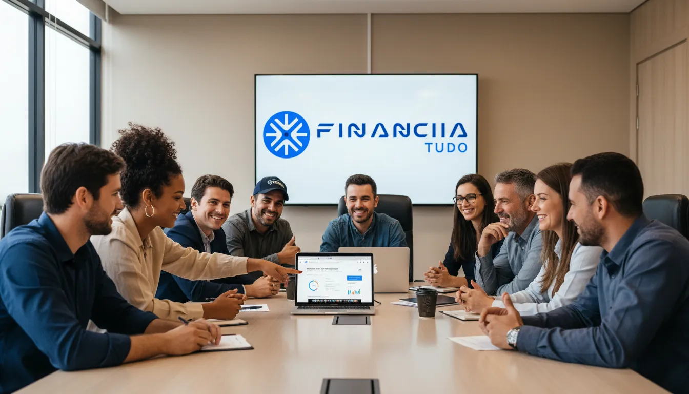 Caminhoneiros discutindo opções de crédito para caminhoneiro e planejamento financeiro com a ajuda da Financia Tudo.