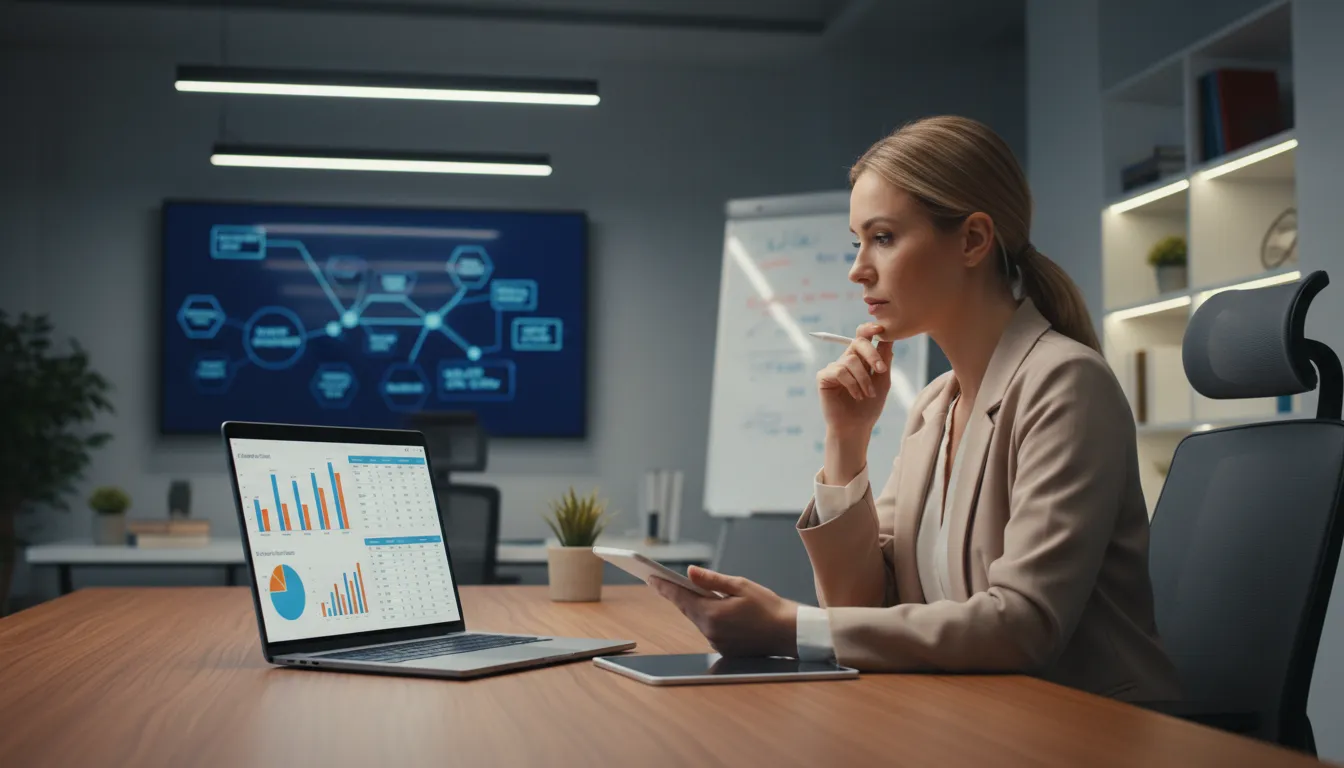 Nutricionista utilizando tecnologia para avaliação e ajustes de plano alimentar personalizado online.