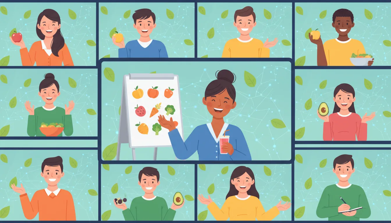 Aula online sobre nutrição e emagrecimento com nutricionista online, promovendo hábitos saudáveis e bem-estar geral dos participantes.