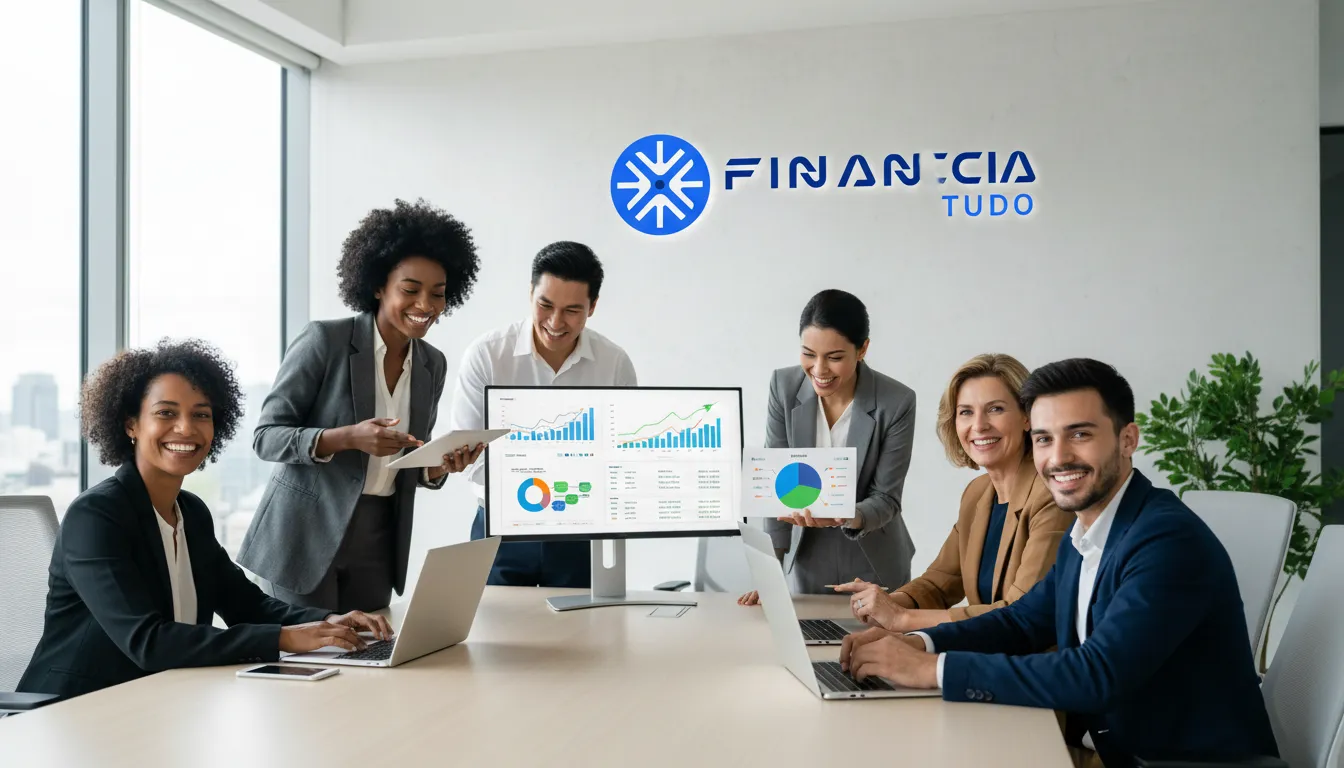 Pessoas diversas tomando decisões financeiras informadas com Financia Tudo, encontrando as melhores soluções de crédito rápido.