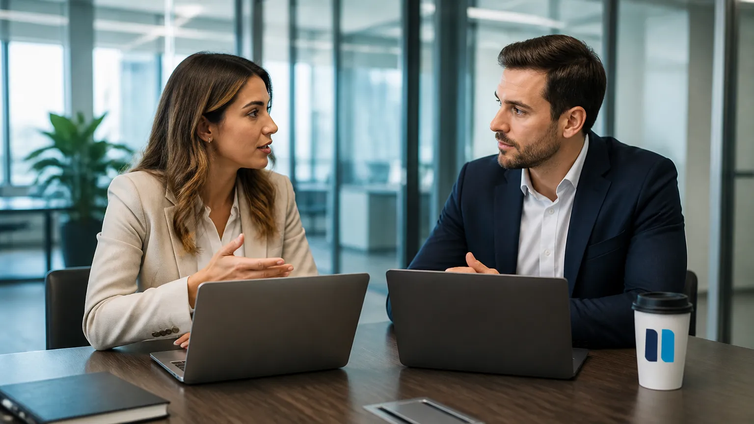 Equipe definindo como organizar arquivos na nuvem e níveis de acesso seguro para colaboradores da empresa.