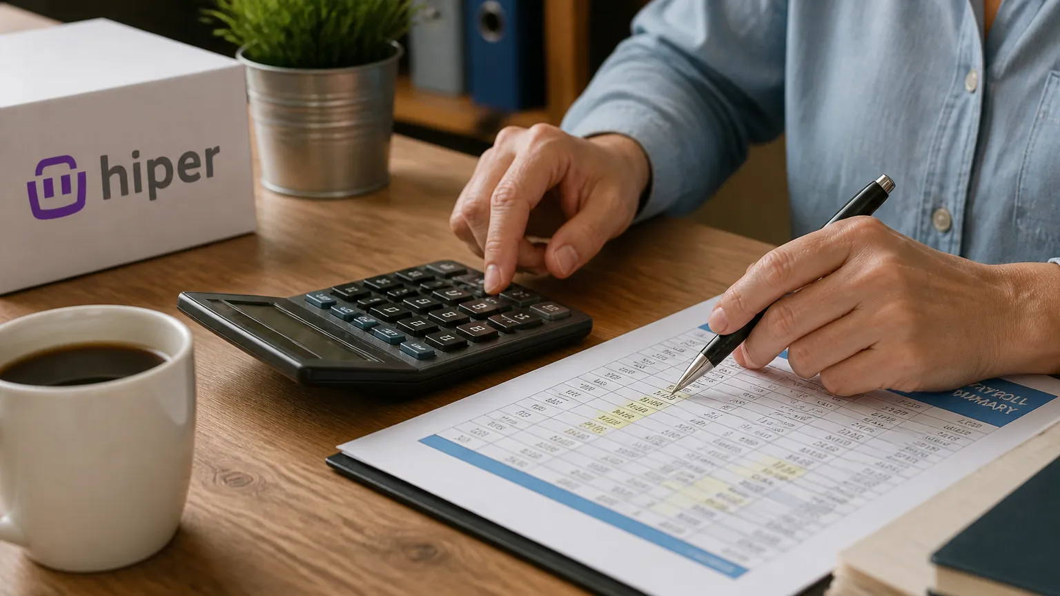 Calculadora e anotações para aprender como calcular hora extra e reflexo DSR.