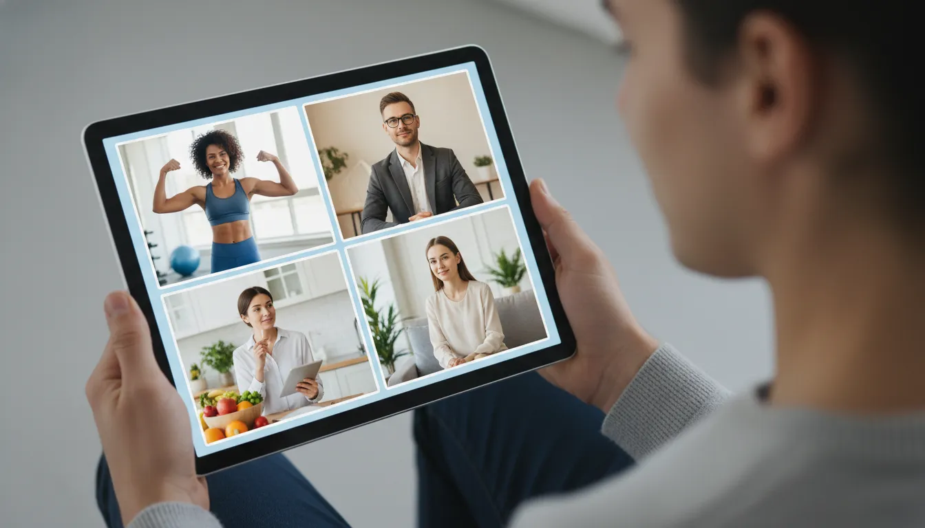 Diversos especialistas Unolife, incluindo personal trainer online, prontos para oferecer apoio na jornada de bem-estar e atividade física.
