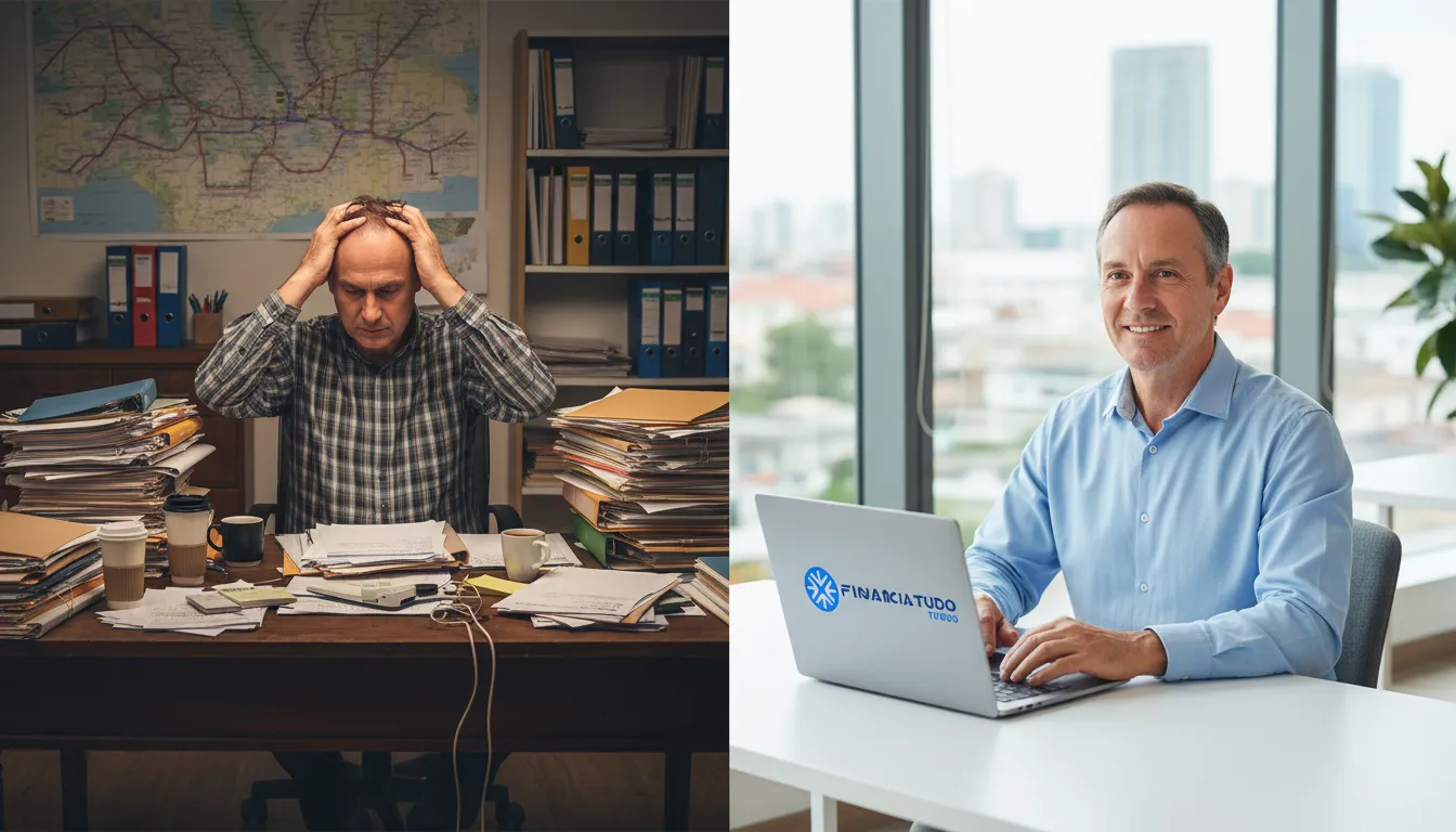 Comparativo: dificuldade de financiamento caminhão sem ajuda versus facilidade com Financia Tudo.