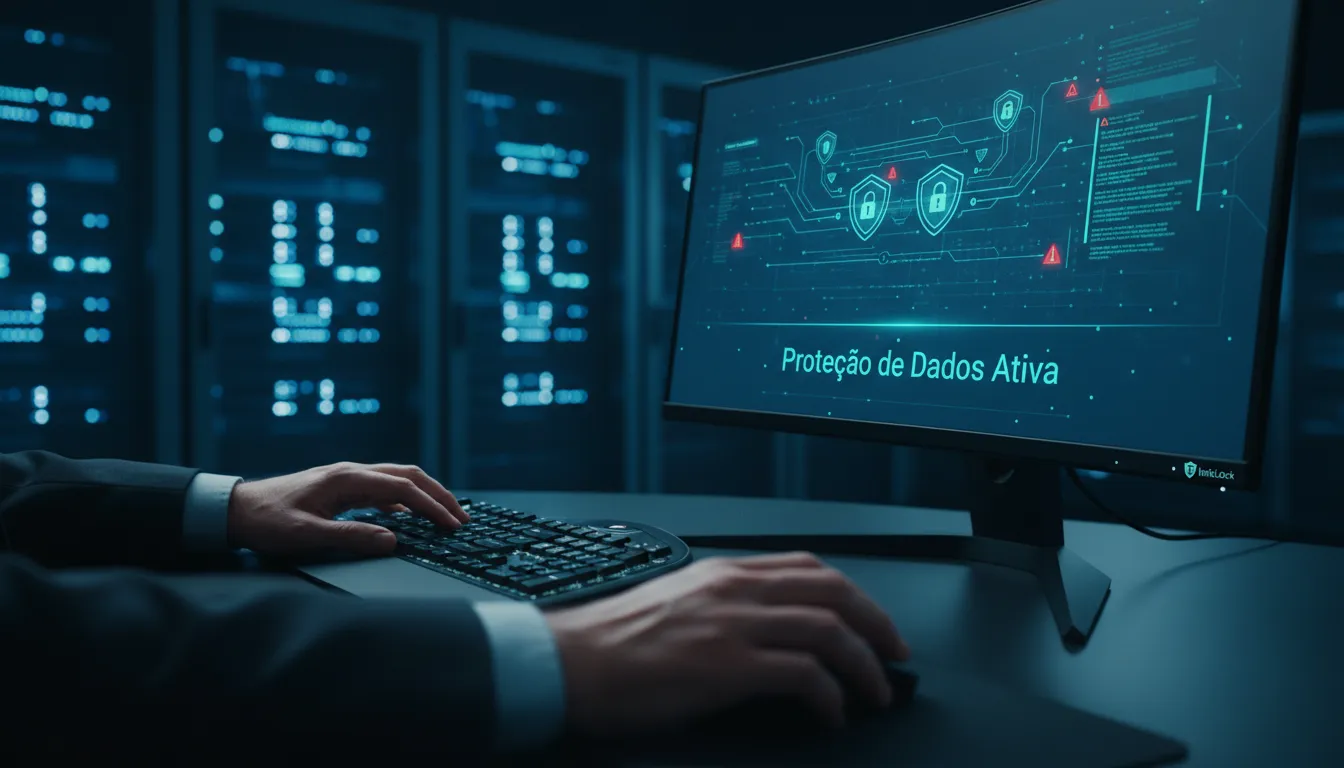 Tecnologia avançada e vigilância humana garantindo a proteção de dados, elementos essenciais para a cultura de privacidade da InfoLock.