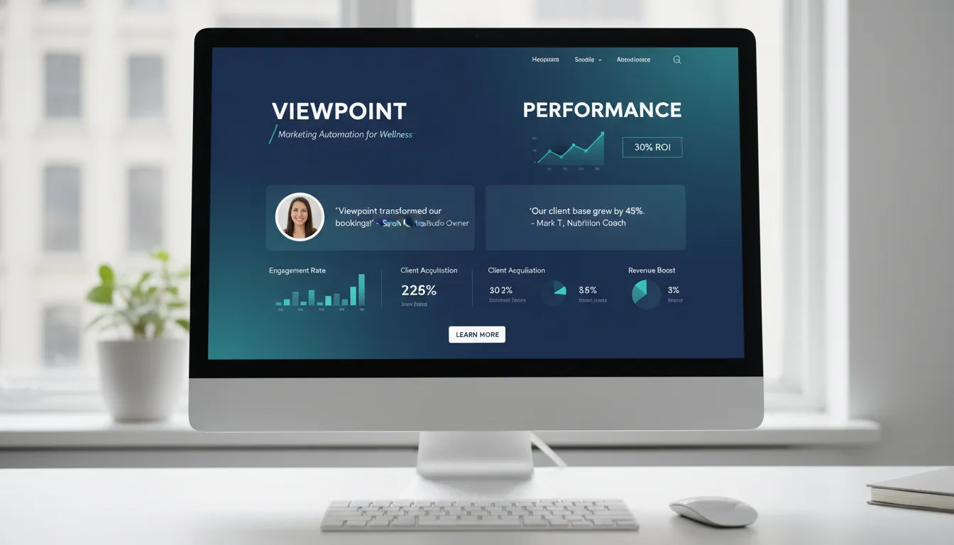 Landing page otimizada de plataformas automação de marketing Viewpoint, focada em resultados para negócios wellness.