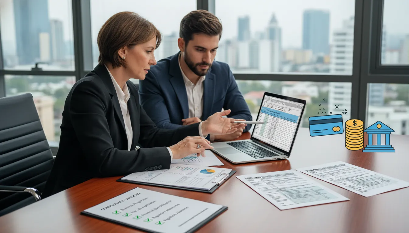 Consultant advising on U.S. tax compliance and bank account setup for international companies.