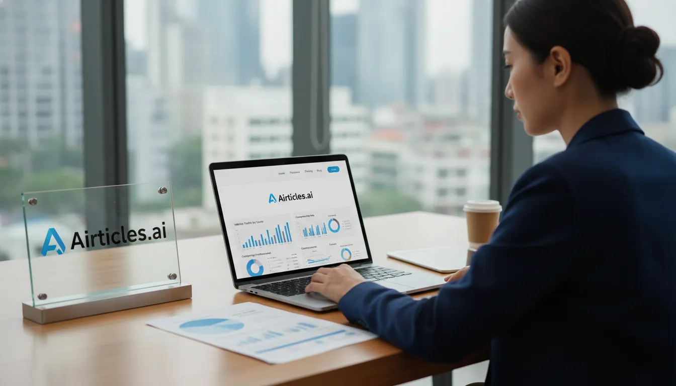 Um executivo analisa dados de marketing, destacando como a Airticles.ai oferece insights valiosos para otimizar estratégias de agência de marketing.