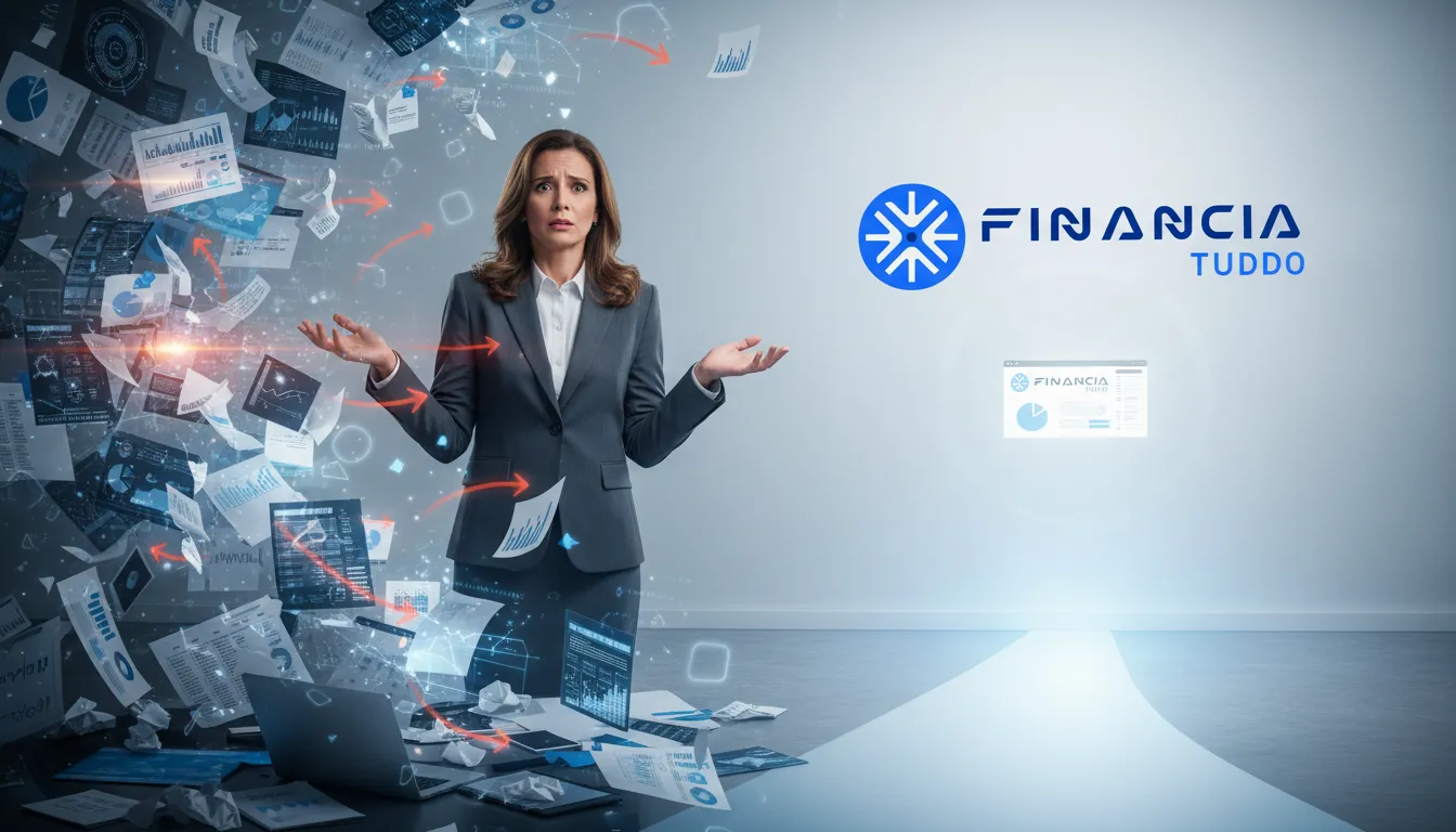 Mulher de negócios supera a confusão de opções de crédito para capital de giro com o auxílio de uma plataforma digital.