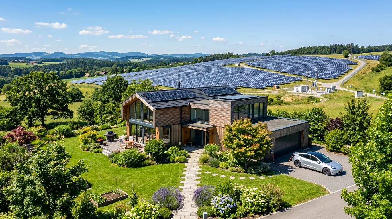 Casa moderna beneficiada por plano de energia solar por assinatura vale a pena conferir economia.